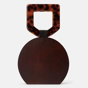Zara Tortoise Shell Handle Brown Wooden Bag